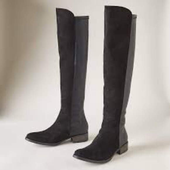 Never worn black suede knee-high boots. - Picture 3 of 8